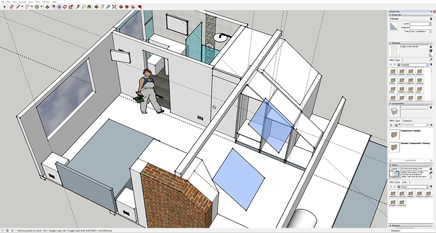 3D loft room design concept, designed in SketchUp.