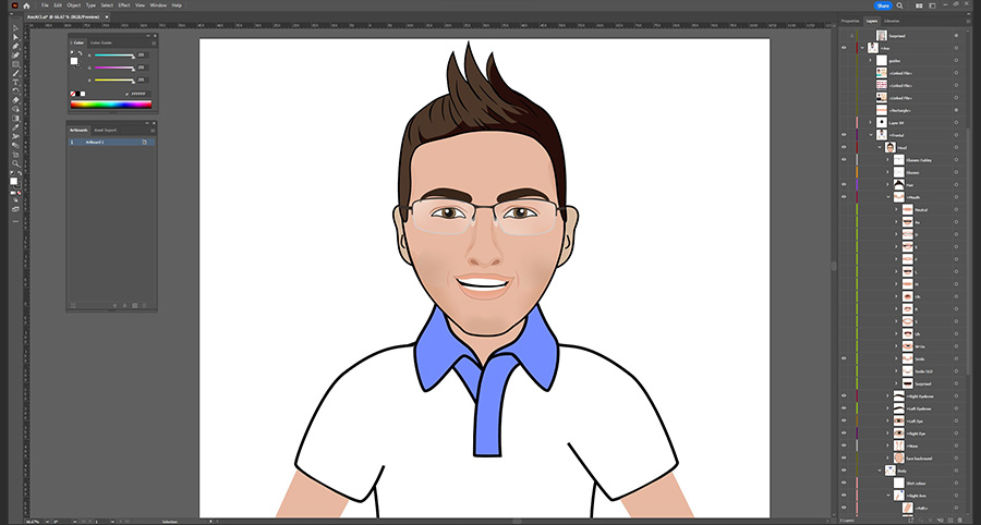 Character animation drawing, designed in Illustator.